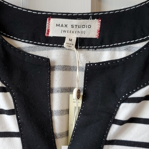 NWT MAX STUDIO WEEKEND SHIFT TUNIC DRESS MEDIUM WHITE STRIPE - Picture 2 of 7